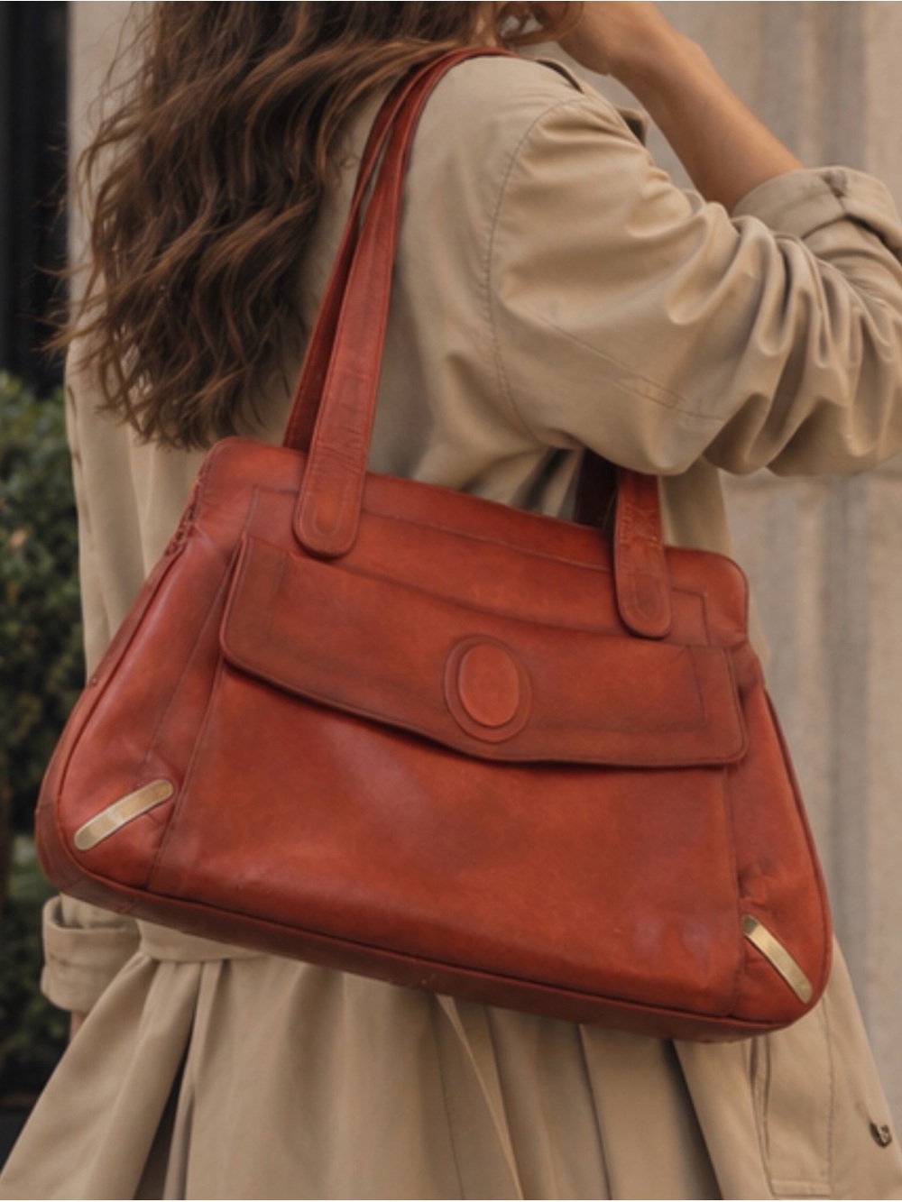 Vintage 1960s/70s Lou Taylor Caramel Leather Shoulder Bag